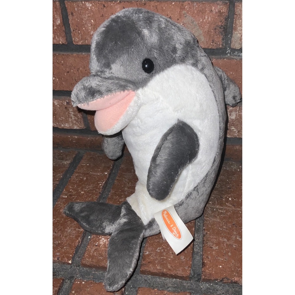 Melissa & Doug Dolphin Plush Stuffed Animal Grey White Sea Life Toy 11 Inch